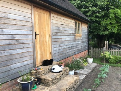 Admiring the veg patch
